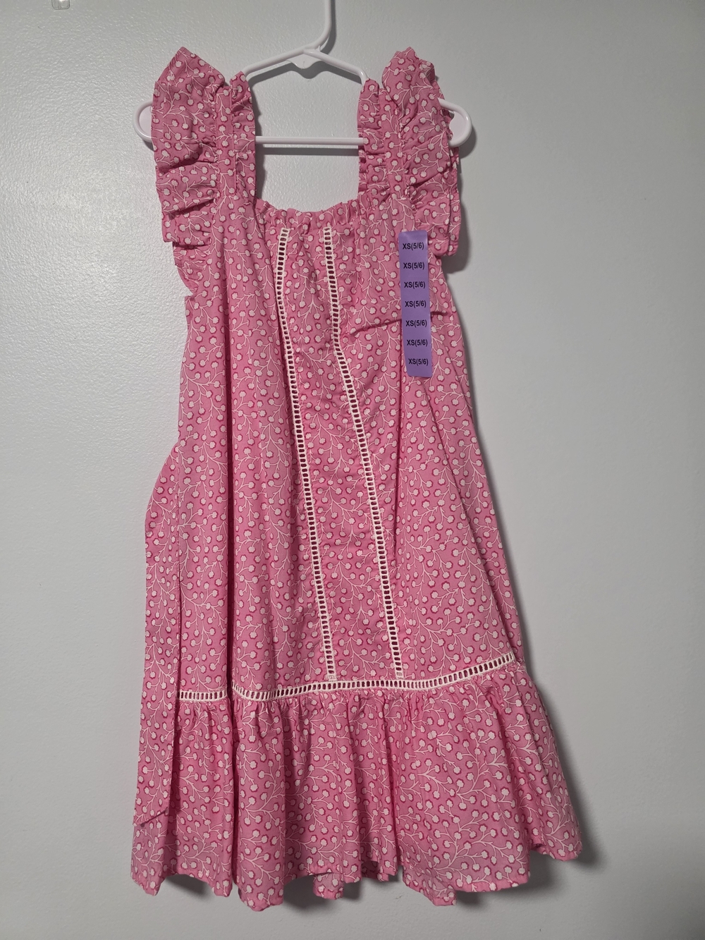French Connection Girls' 5/6 Pink Ruffle-Trimmed Cotton Sundress for Girls - NWT - Picture 3 of 13